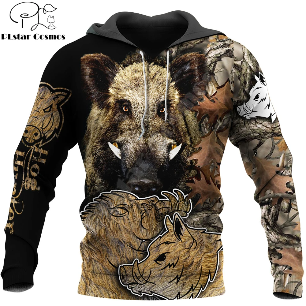 Sudadera pesca con capucha 3D amor jabalí caza unisex para hombre