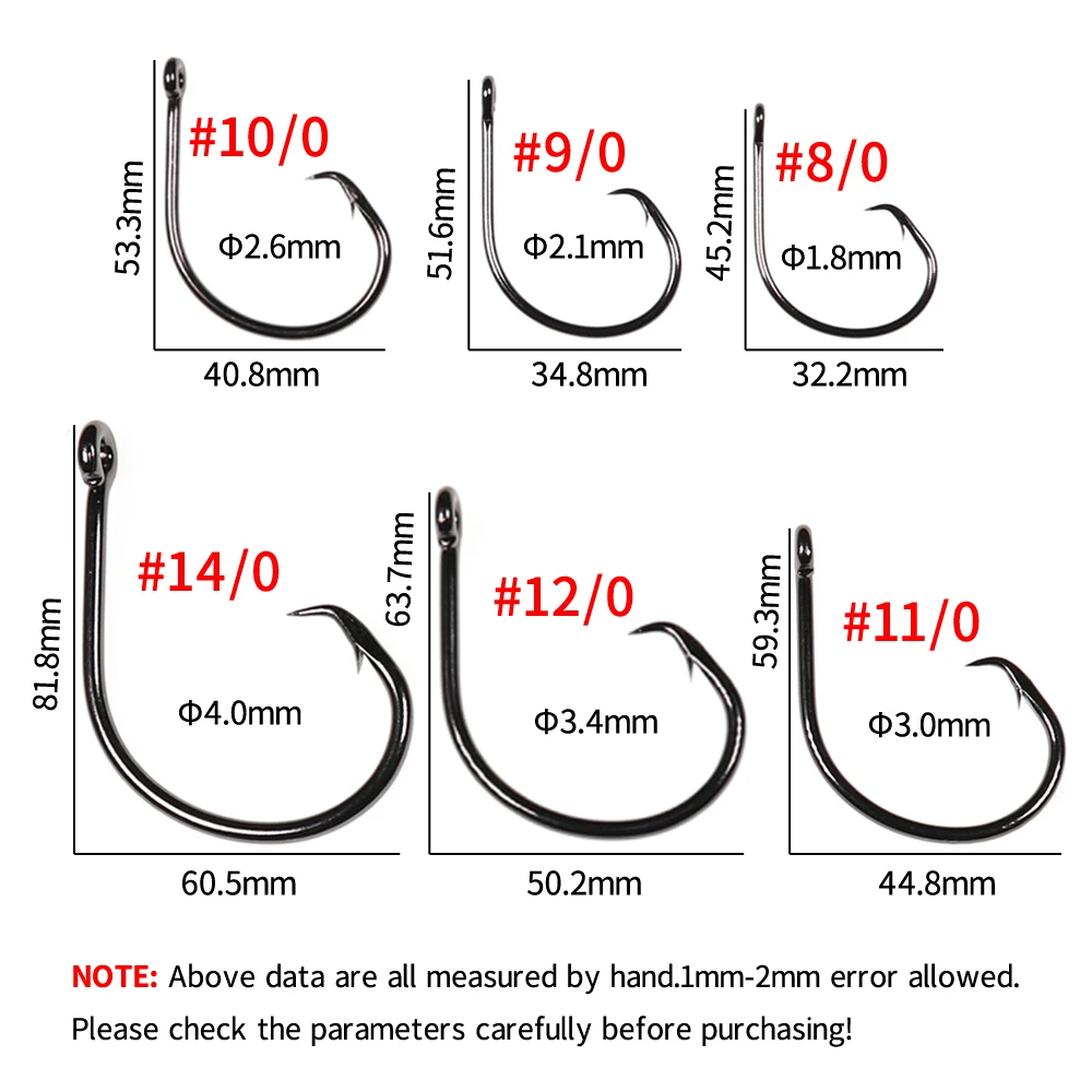 Anzuelos Circle Hook 3X Acero Carbono para Big Game