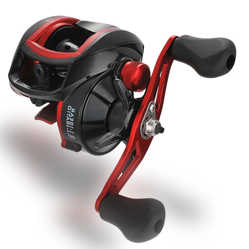 Vista frontal del carrete de baitcasting