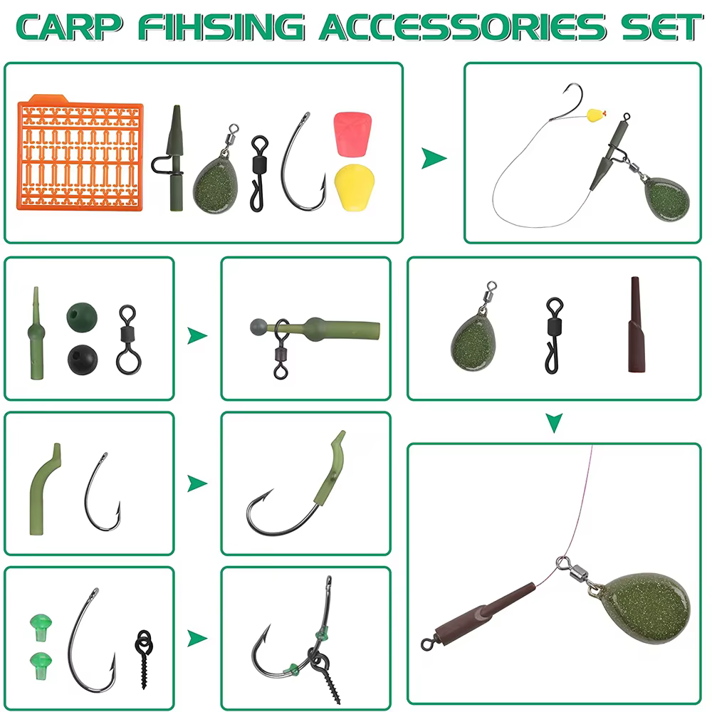 Kit aparejos carpa preatados con giratorios mate y fundas antienredos - imagen 4