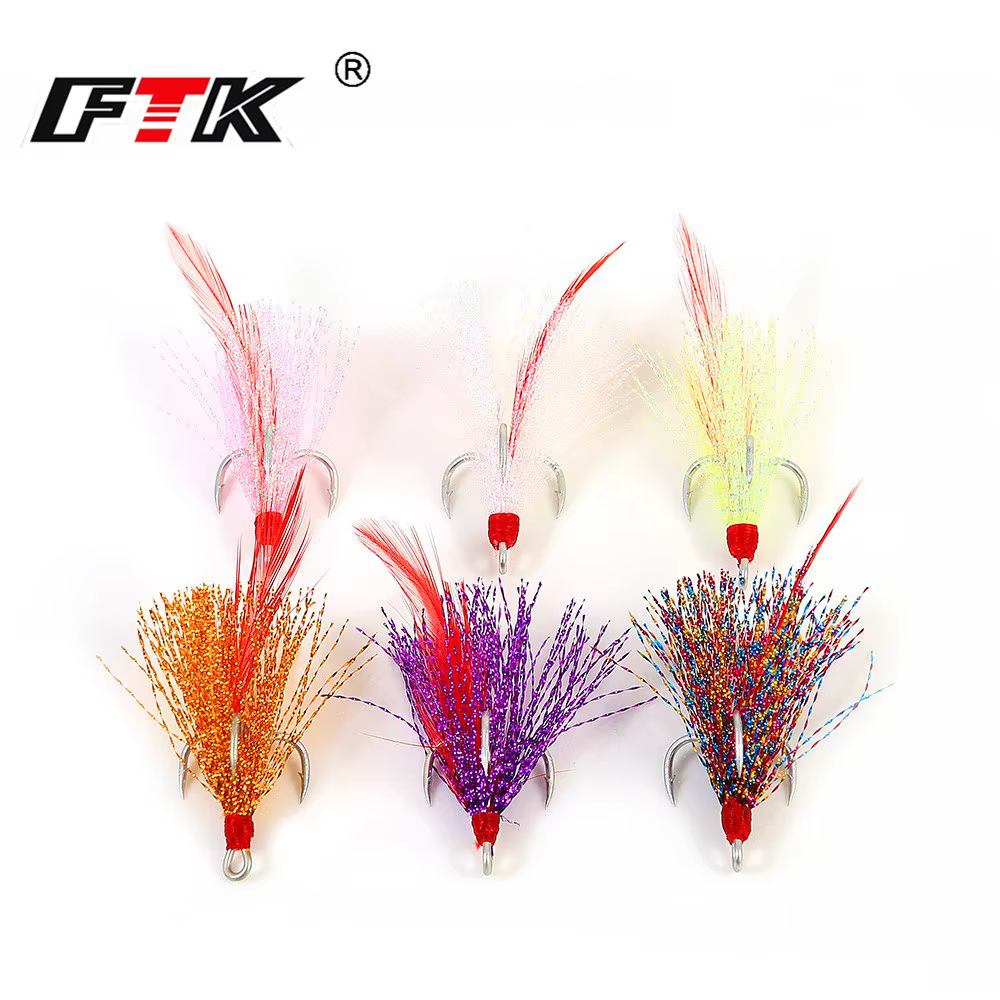 FTK Anzuelo Triple para Mar – Acero al carbono con pelo - imagen 3