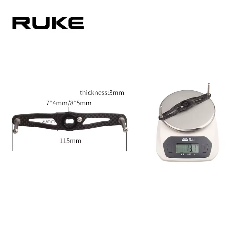 Manivela Carrete RUKE Carbono 120/130mm Orificio 8x5/7x4mm con Tornillo - imagen 3