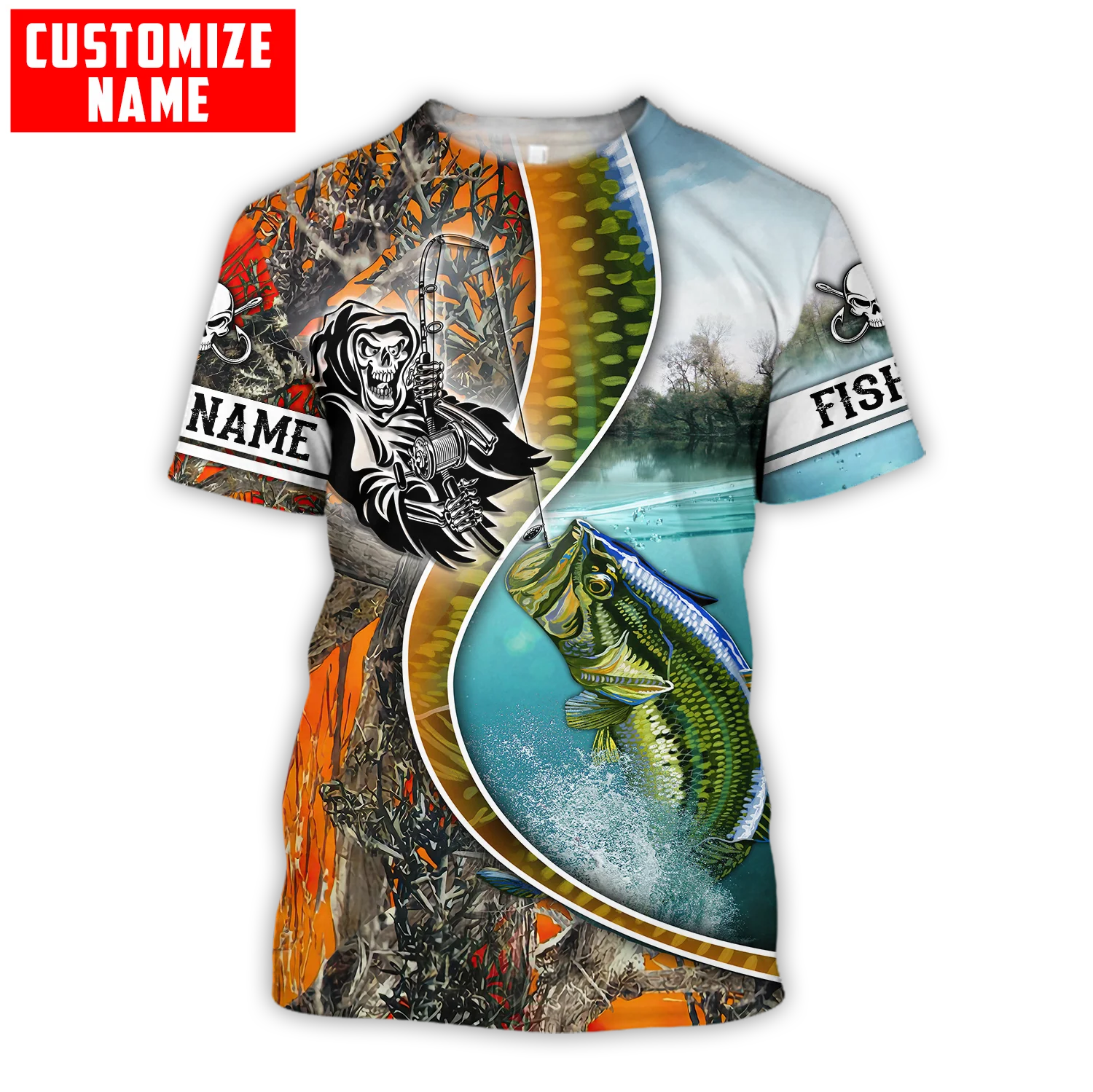 Camiseta pesca manga corta hombre – Estampado 3D camuflaje atún - imagen 4