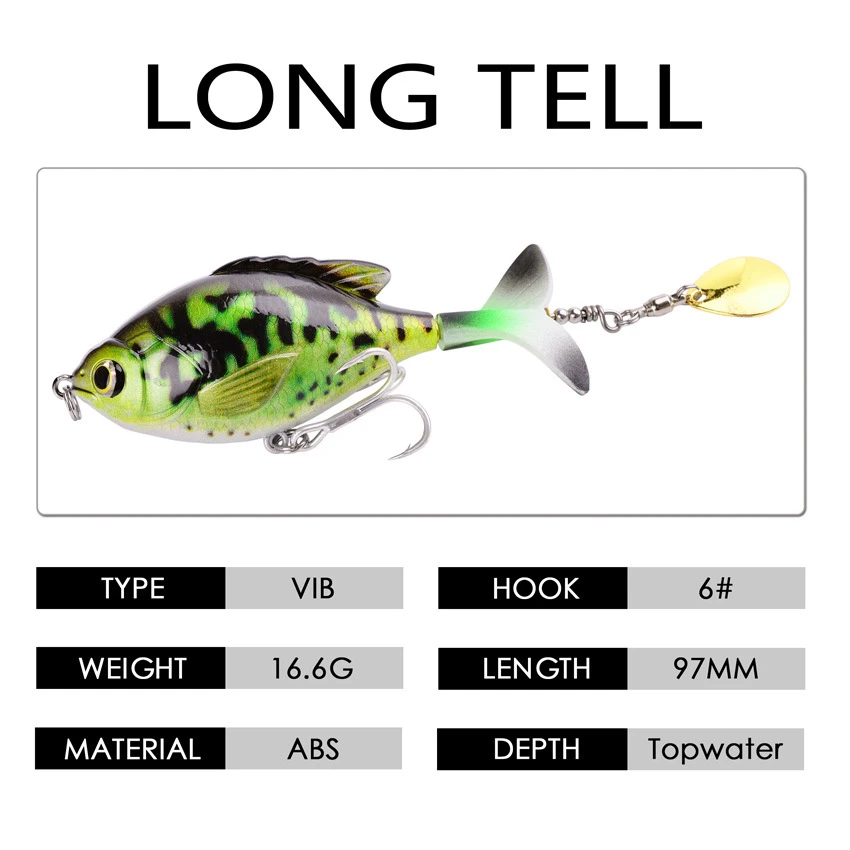 Popper realista con cola giratoria 9,5 cm 16,6g para lucio