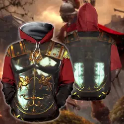 Sudadera con capucha 3D estampado armadura samurái hombre Harajuku