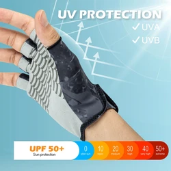 Goture Guantes de pesca sin dedos UPF50 transpirables con silicona