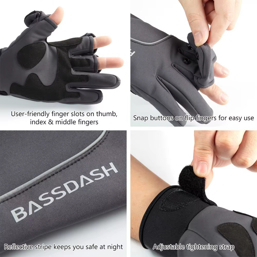 Bassdash WintePro Guantes de pesca impermeables con forro polar térmico - imagen 5