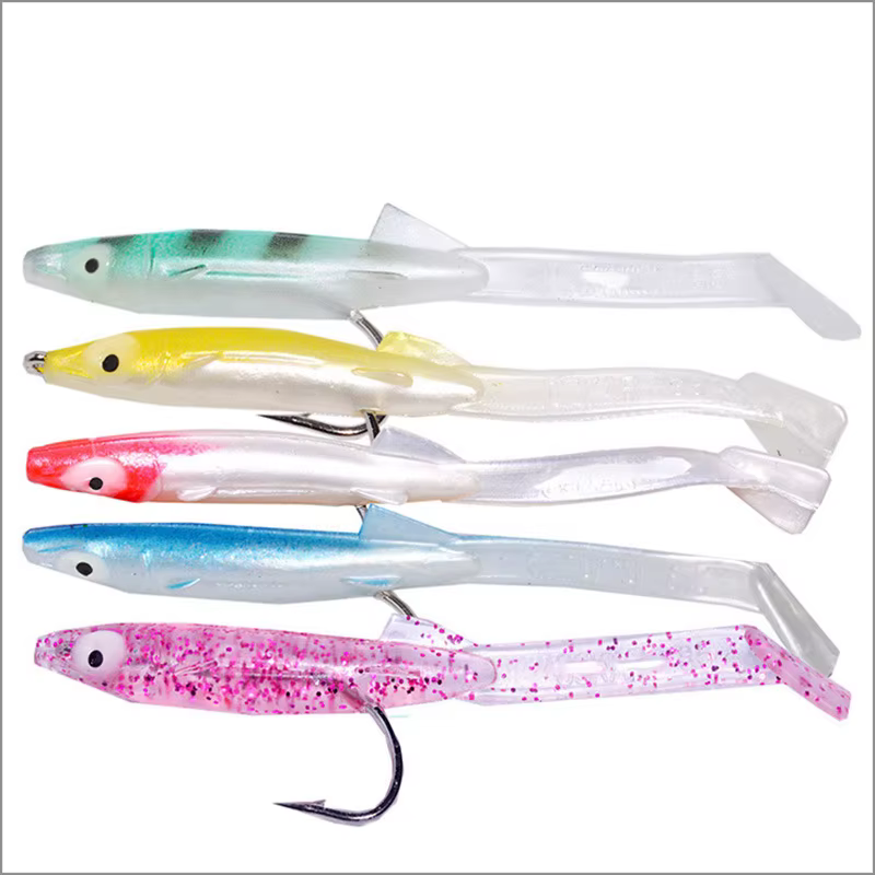 Señuelo Anguila artificial 8cm 2,3g – Cebo blando azul y blanco con anzuelo - imagen 5