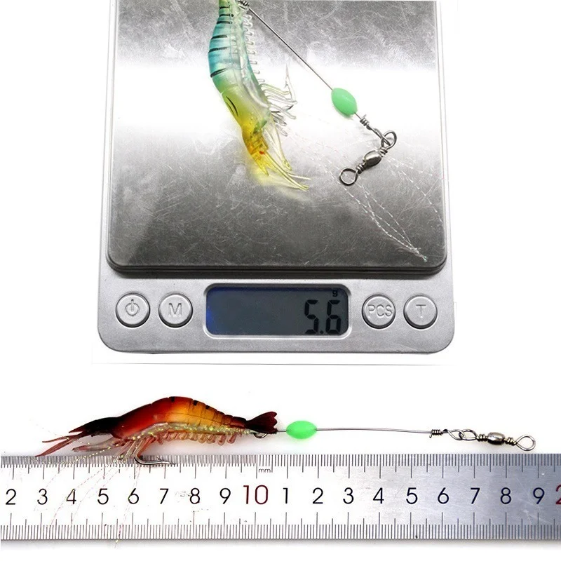 Vinilo Camarón Luminoso con Anzuelos y Giratorio para Pesca - imagen 4