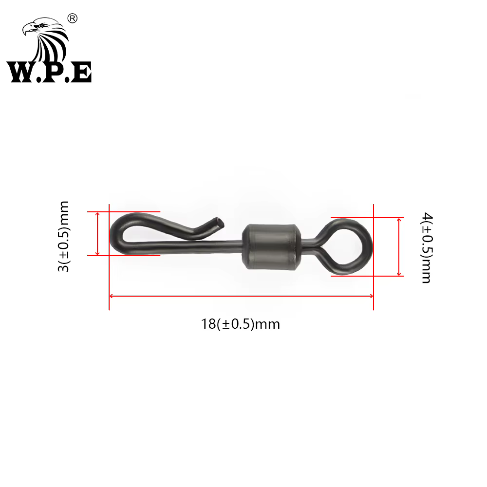 WPE Giratorio Q Cambio Rápido Cuerpo Largo Negro Mate - Pesca Carpa - imagen 2