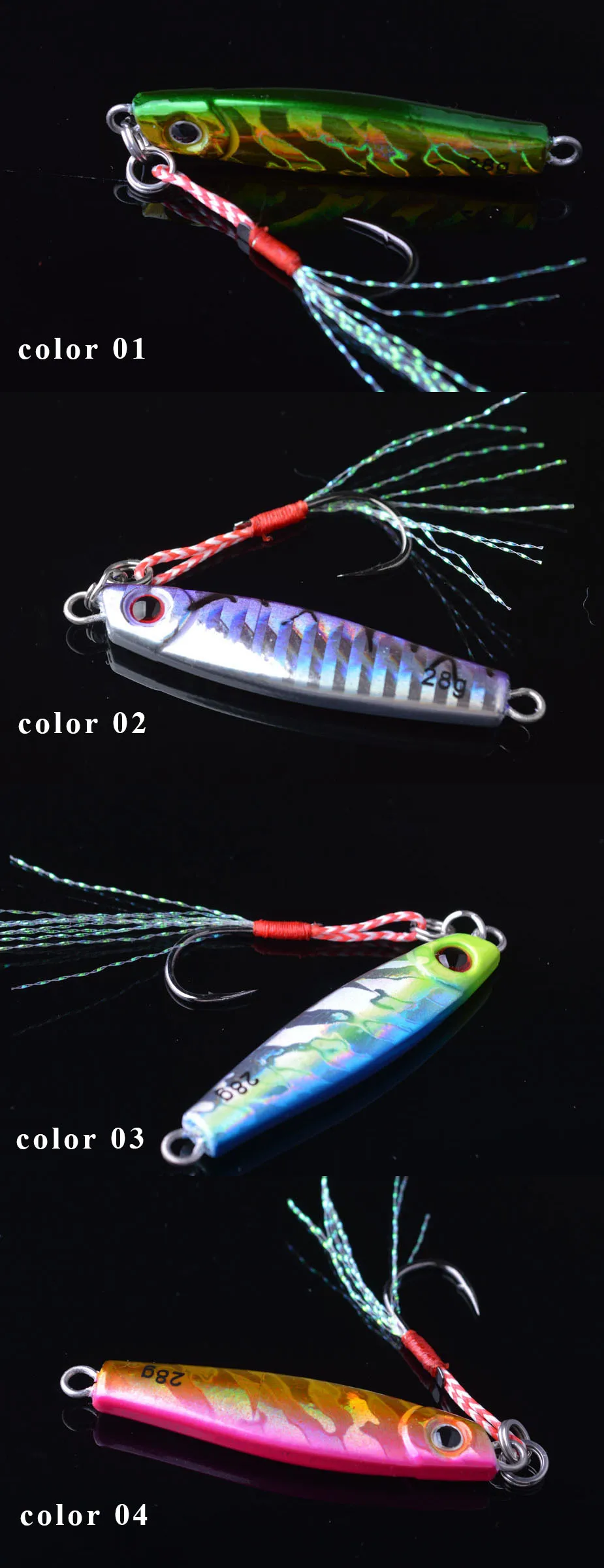 Variedad de acabados para atraer peces