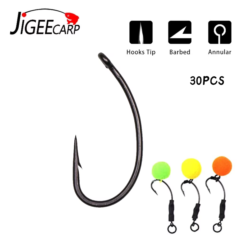 Anzuelos Jig Carp de acero al carbono con micro púas y vástago curvo - imagen 4