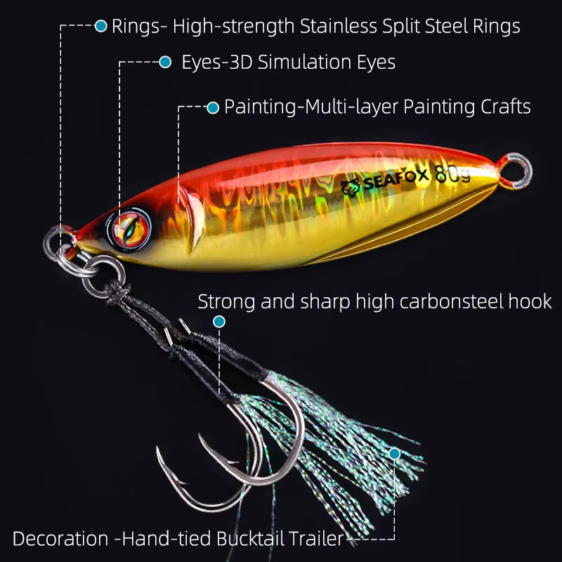 Señuelos Jig Metal SF01 – Pesas 30-80g para pesca - imagen 5