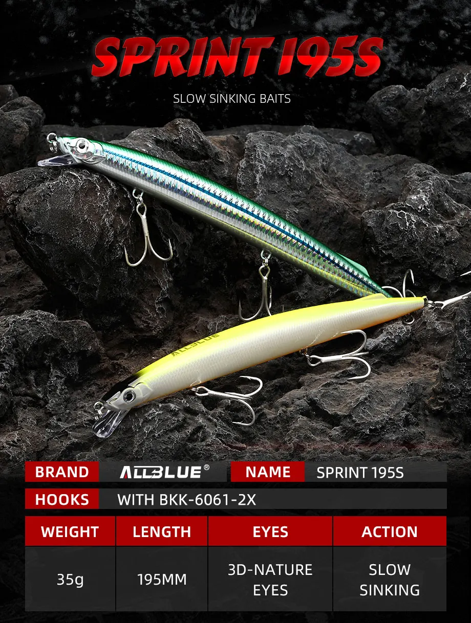 Vista lateral del señuelo Allblue Sprint 195S