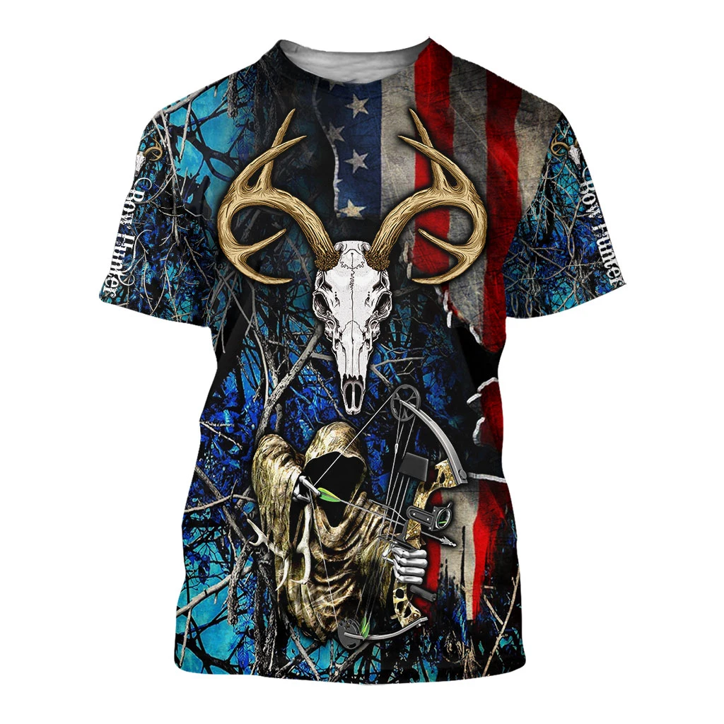 TX0164 Camiseta Camuflaje Ciervo Caza con Arco 3D Harajuku Manga Corta - imagen 2