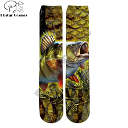 Calcetines impresión 3D pesca perca amarilla – Hasta la rodilla unisex