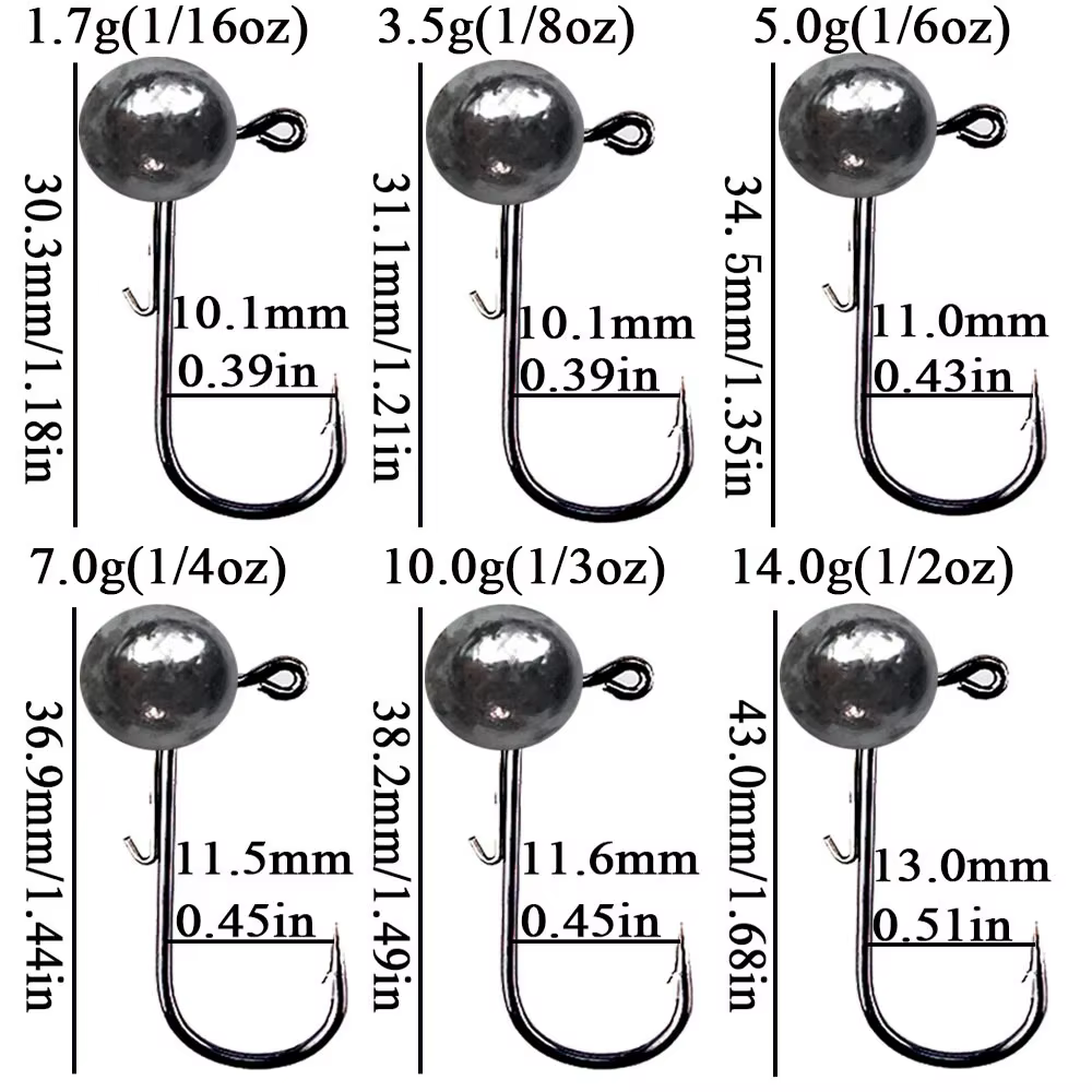 Anzuelos Jig Head bola redonda 7g – Vástago largo weedless para vinilo - imagen 5