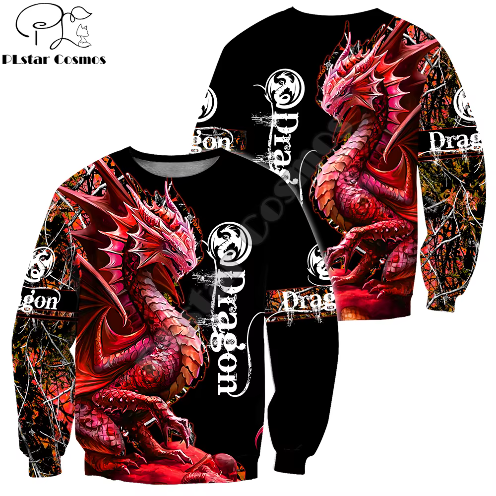 Sudadera KJ432 Invierno con Estampado Dragón 3D Streetwear - imagen 2