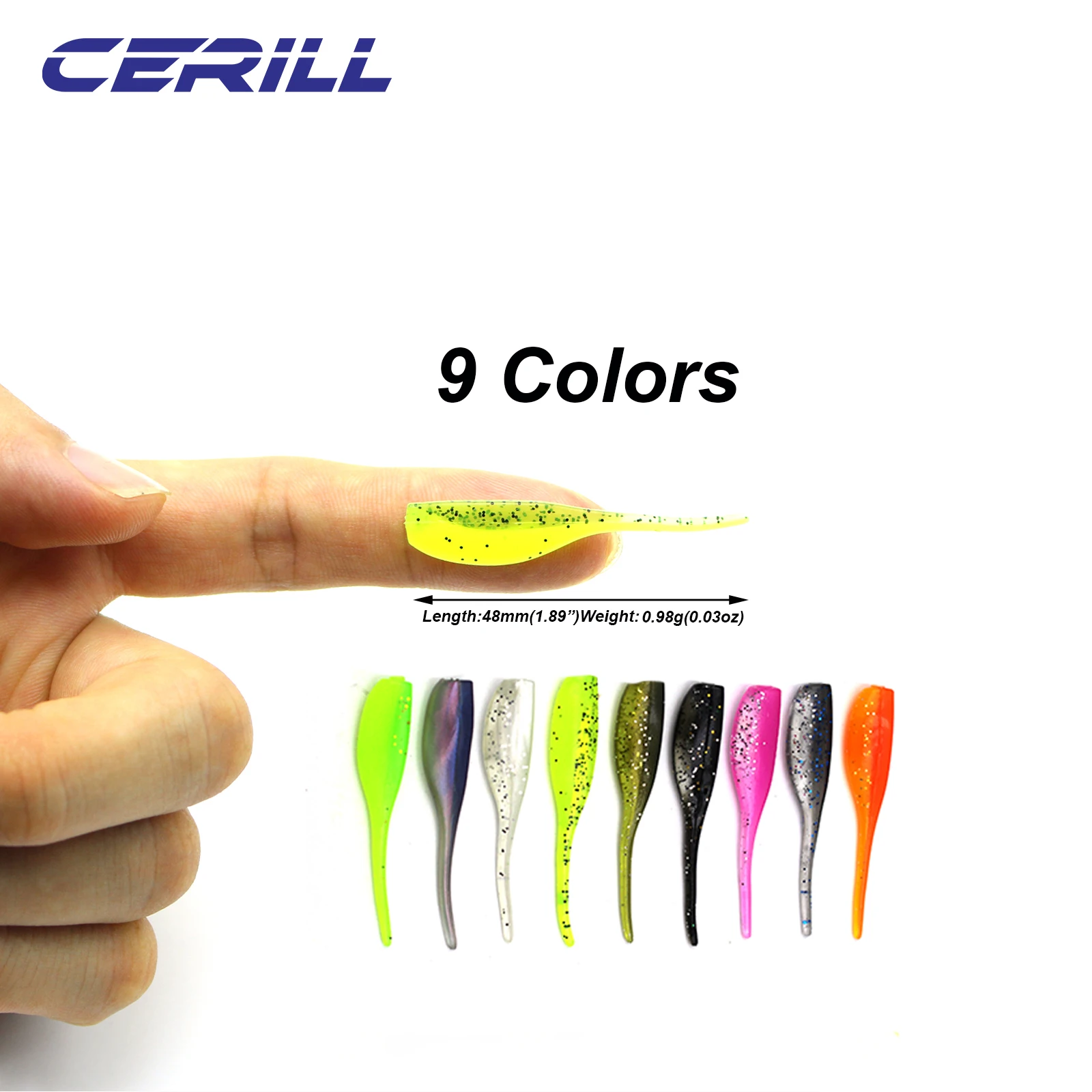 Ceril swimbait de silicona cola de aguja color para lubina y carpa