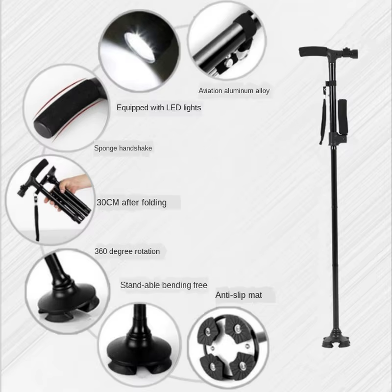 Bastón telescópico LED doble mango – Luz y soporte para pesca nocturna - imagen 4