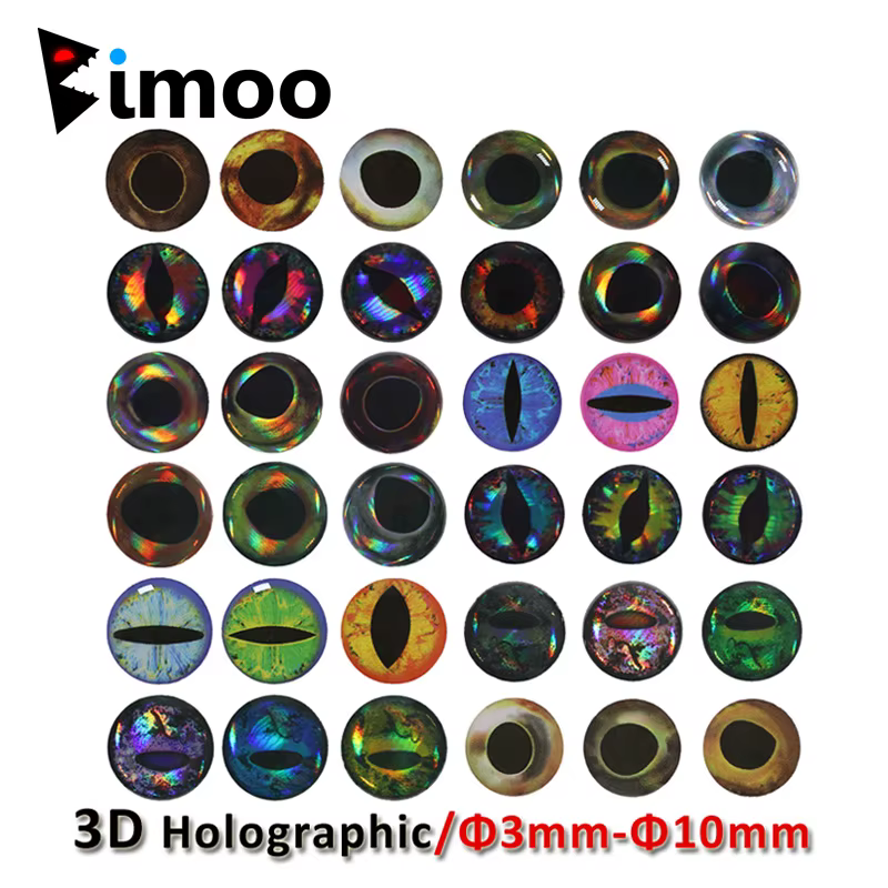 Bimoo 183/69 Ojos de pez epoxi holográficos 3D para moscas de pesca