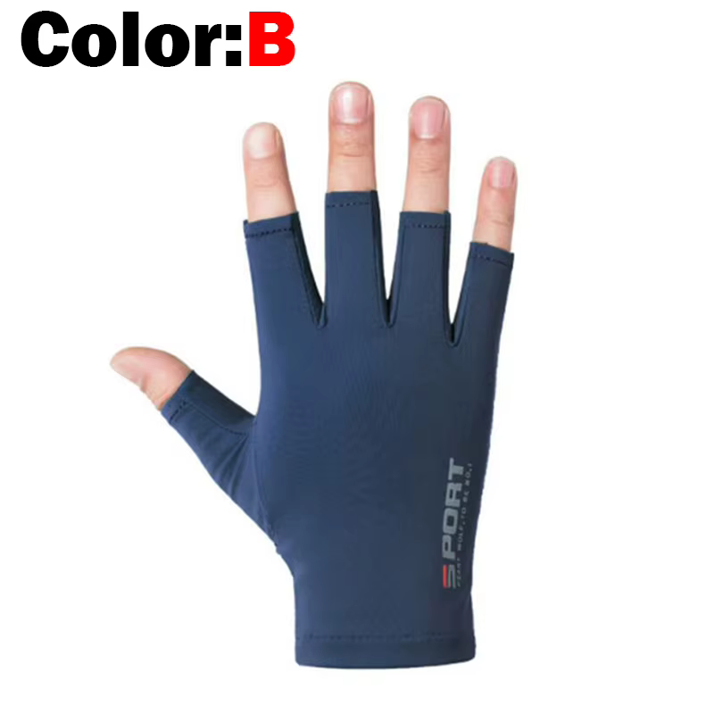 Guantes de pesca unisex - medio dedo, seda helada, antideslizantes, UV - imagen 5