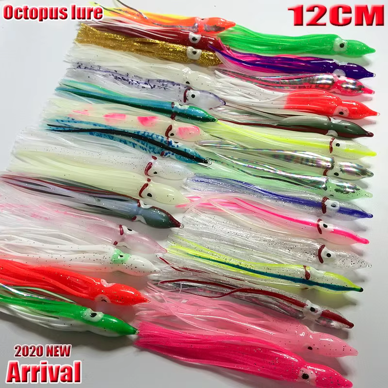 Faldas de pulpo suaves para pesca – novedad 2024, 12 cm de longitud