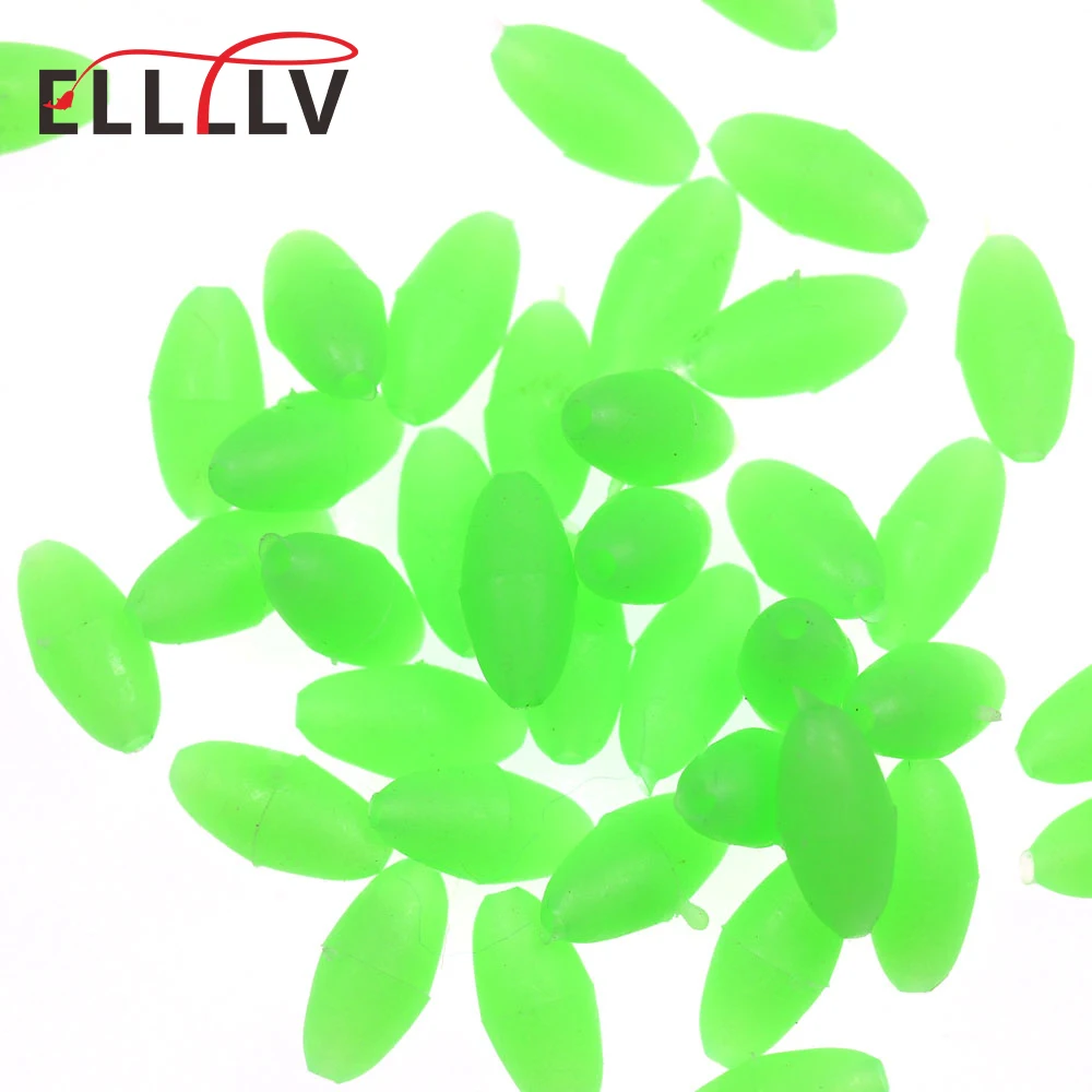 Cuentas luminosas para pesca ovaladas goma suave - Rojo y verde