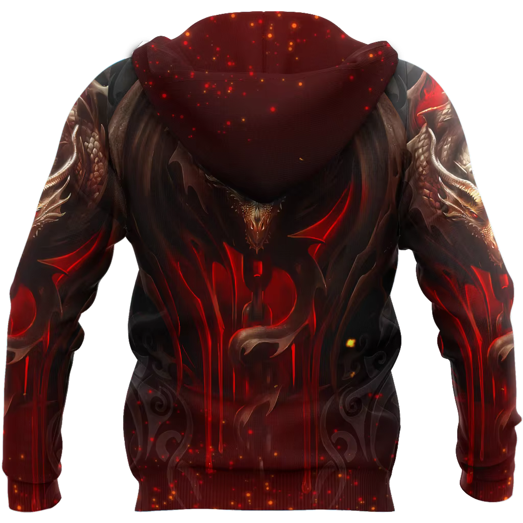 Sudadera pesca con capucha y cremallera – Dragón 3D - imagen 4