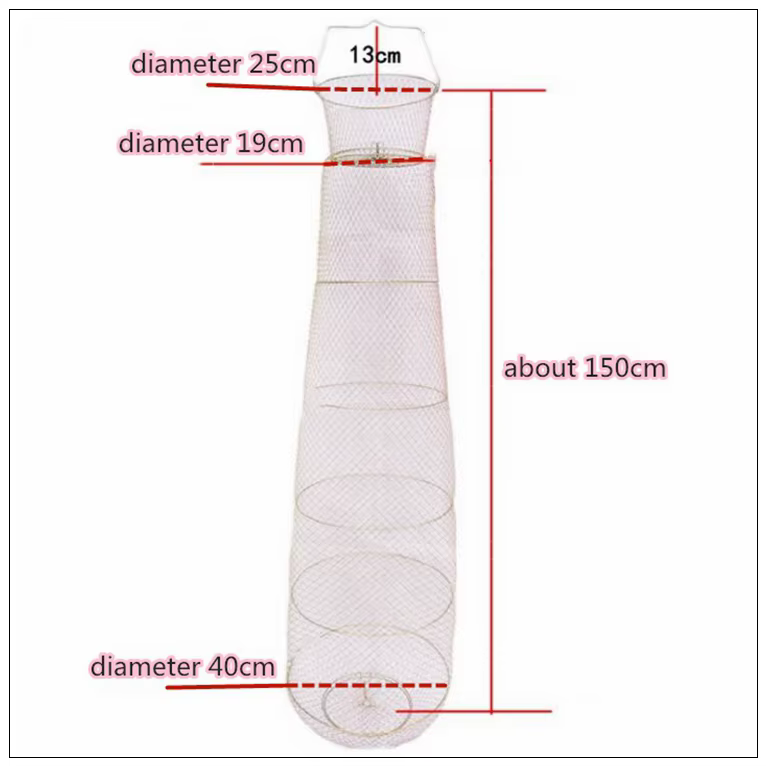 Finefish Jaula de pesca plegable alambre acero tambor malla portátil - imagen 2