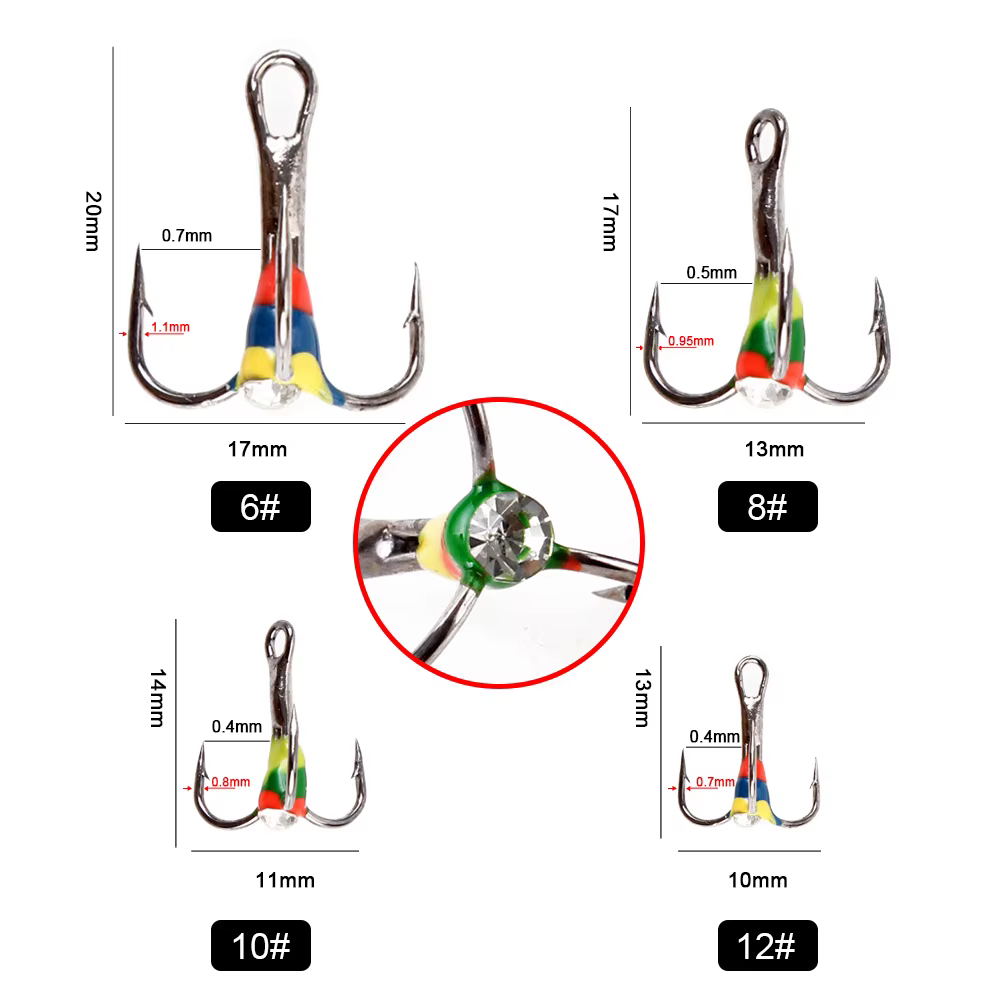 Anzuelos triples Fish King – Acero carbono y púas volteadas para hielo - imagen 4