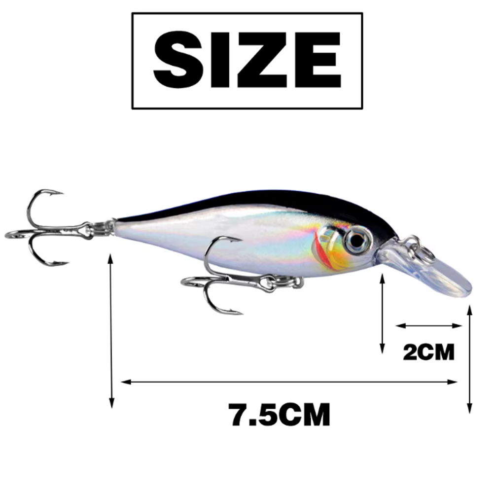 Wobbler Minnow 75mm 6g – Ojos 3D para curricán de lubina - imagen 5