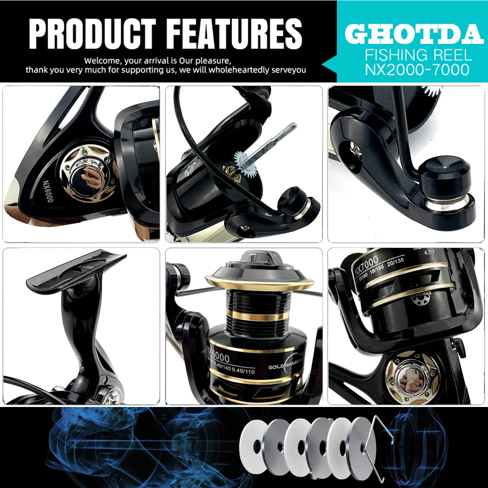 Carrete Spinning Ghotda Precision Arrastre 10kg 2000-7000