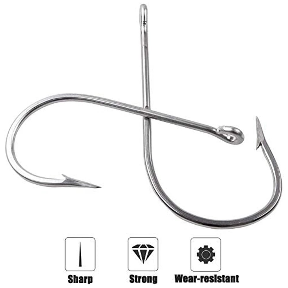 Anzuelo de acero inoxidable con púas resistente para tiburón y atún - imagen 3