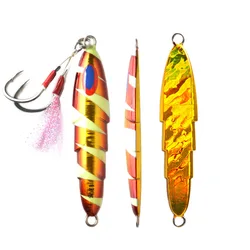 Cuchara jigging luminosa metálica con anzuelo de asistencia