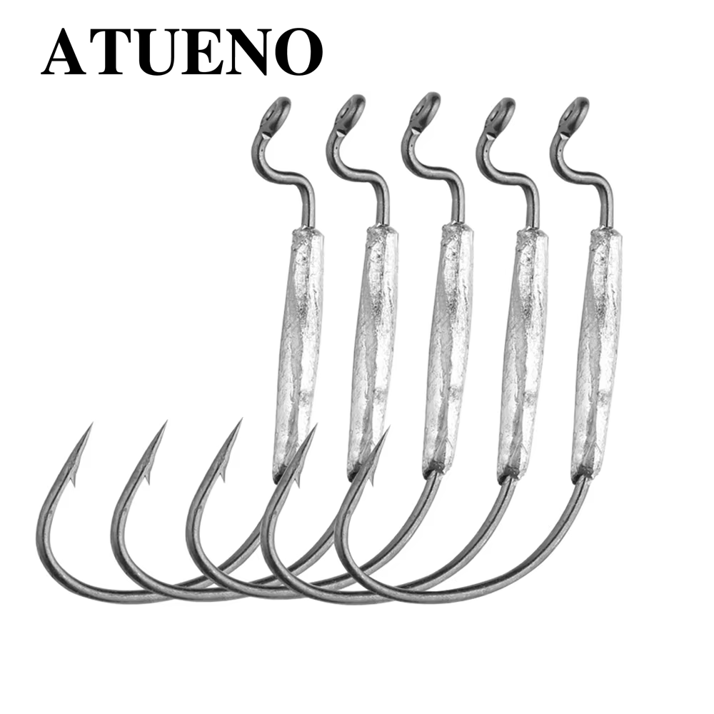 ATUENO Anzuelos manivela acero alto carbono para vinilo de pesca - imagen 3