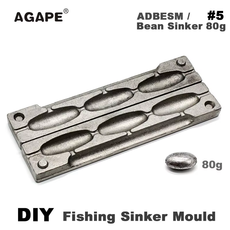 Molde para Plomos de Pesca Agape DIY – Forma Frijol 3 Cavidades - imagen 2
