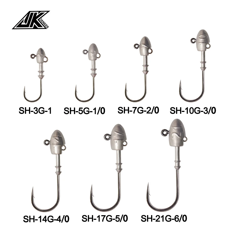 JK SH Anzuelo Jig Head niquelado negro 2X – Fuerte para agua salada