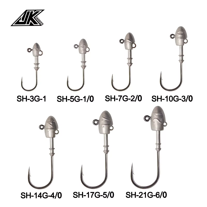 JK SH Anzuelo Jig Head niquelado negro 2X – Fuerte para agua salada