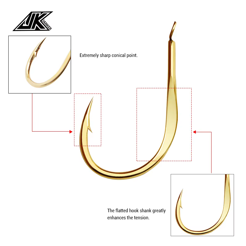 Iseama anzuelos planos dorados extra afilados – Pesca deportiva - imagen 3