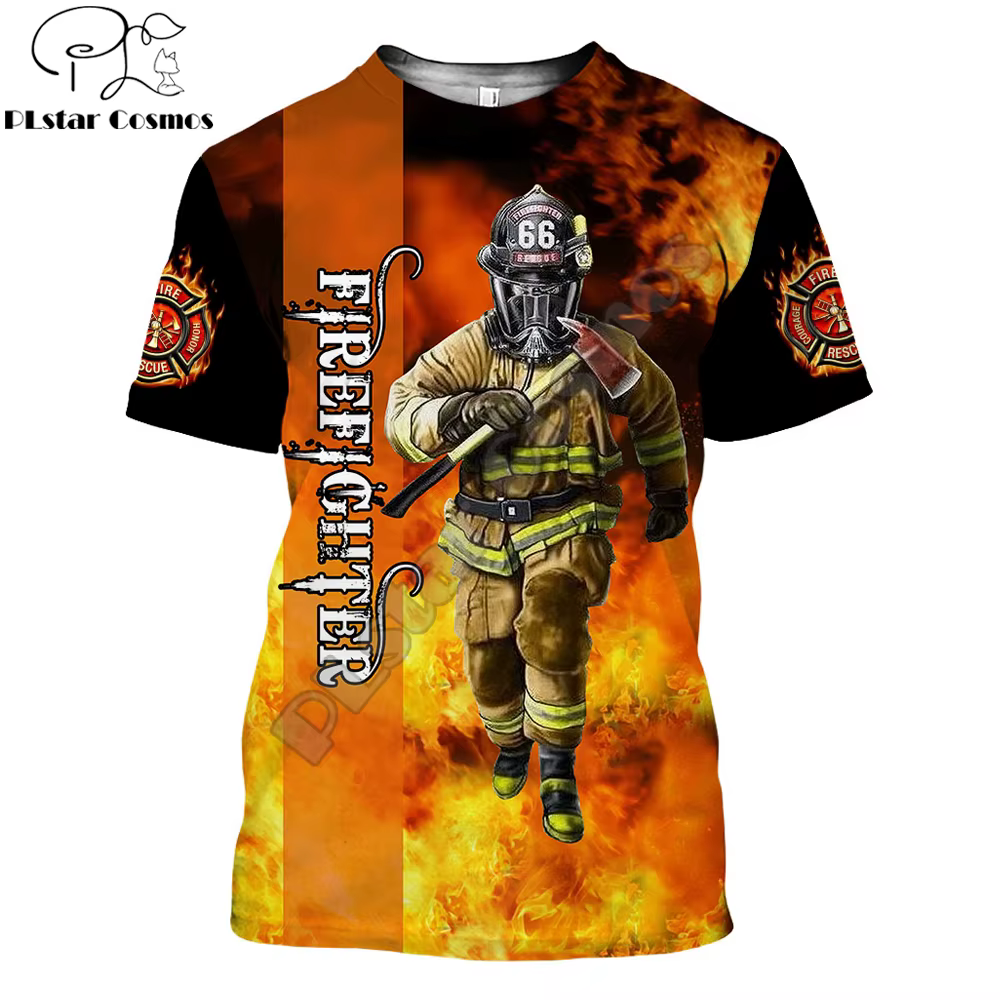 Camiseta Bombero 3D manga corta unisex con estampado realista - imagen 4
