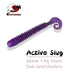 ESFISHING Senuelo blando cola rizada 60mm - Para Lucio y Perca