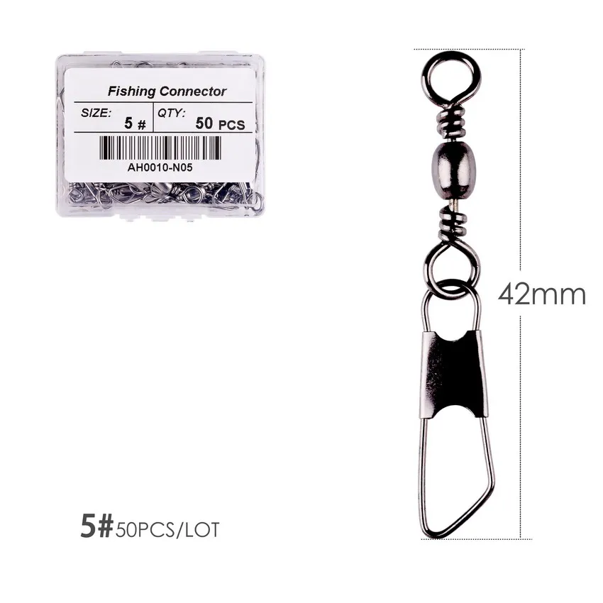 Conectores de pesca en acero inoxidable con rodamiento giratorio