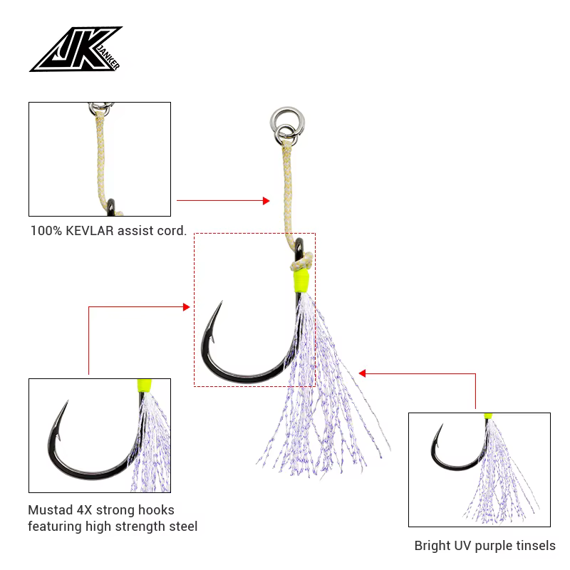 JK PAS-B Anzuelos de asistencia simple para jigging – Kit multitalle - imagen 3