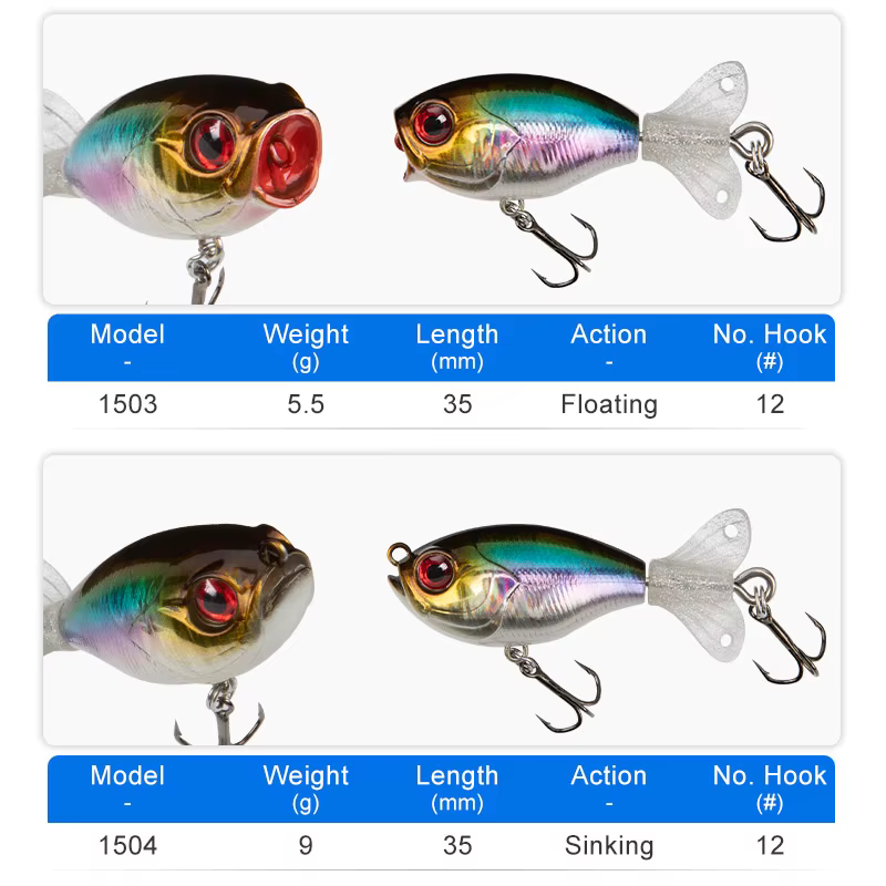 Kingdom GOLDPOP Señuelos Topwater Lápiz y Popper para pesca pro - imagen 5