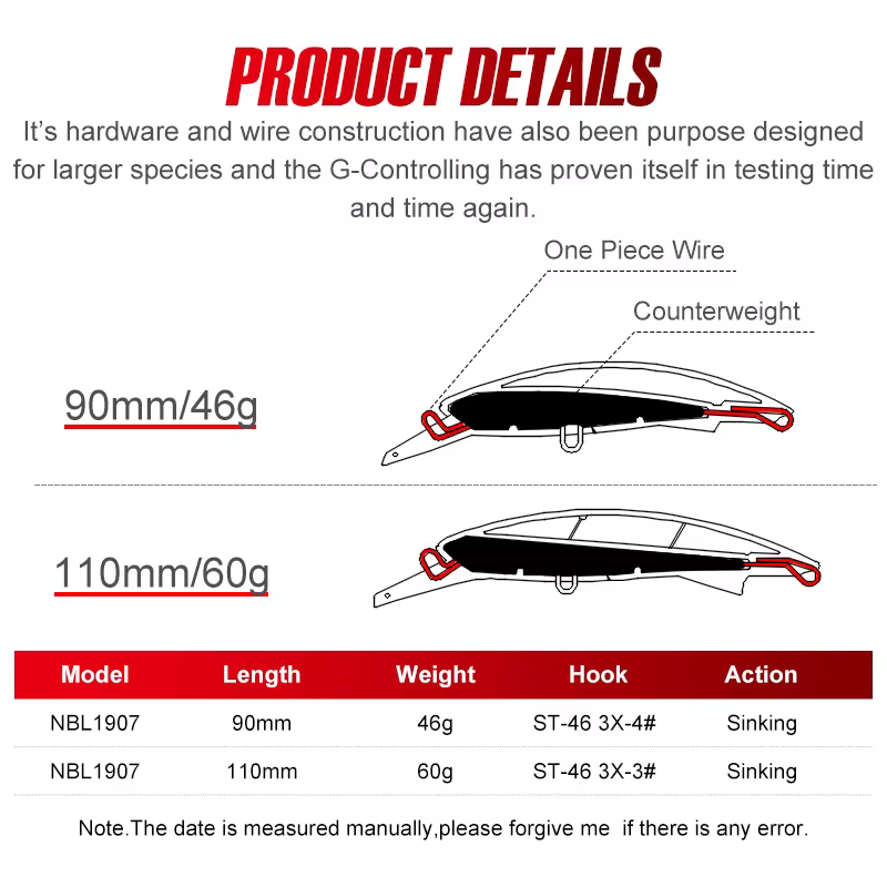 NOEBY Wobbler Control G – 90mm 46g señuelo mar - imagen 2