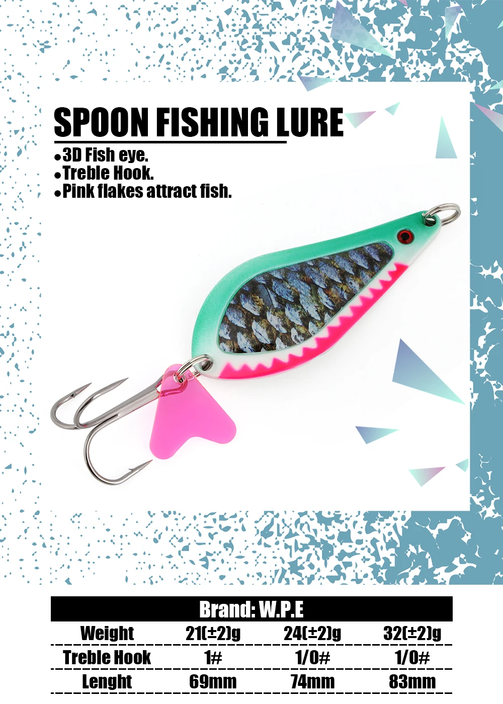 Señuelo giratorio metálico en detalle