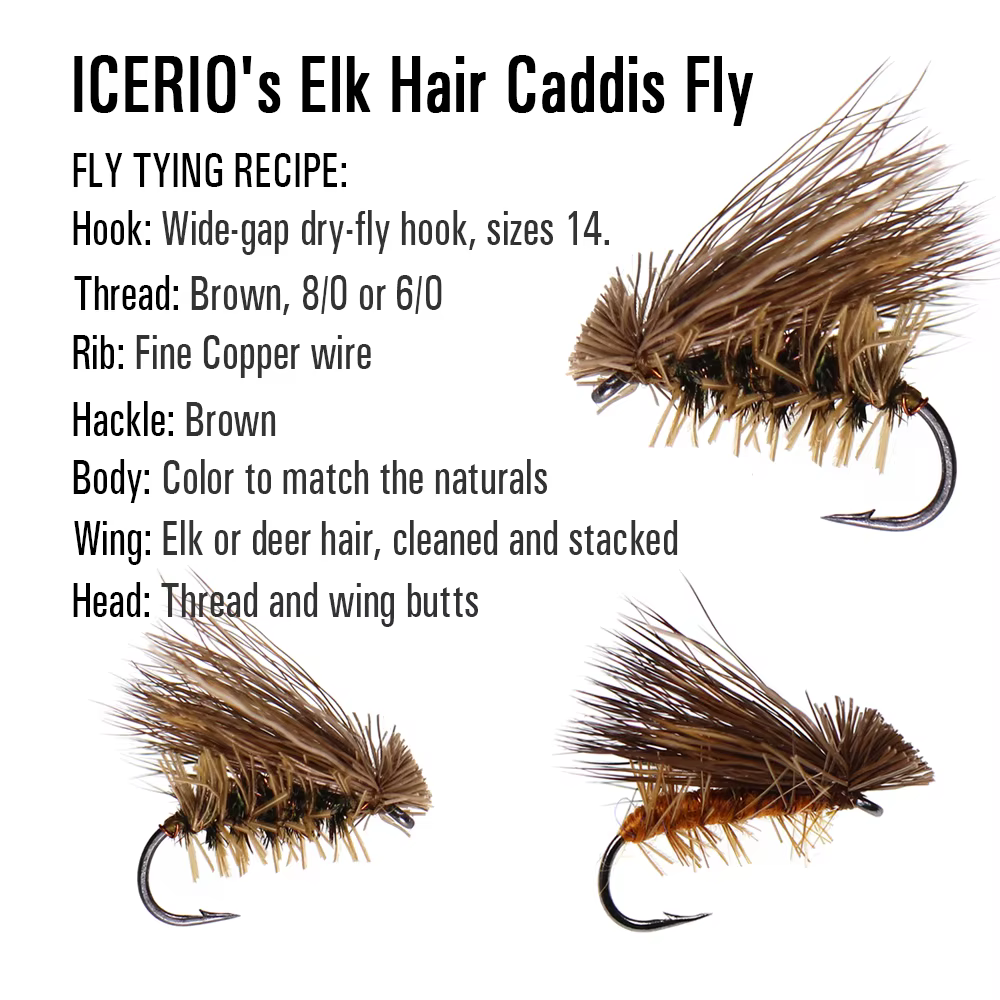 ICERIO Caddis Stonefly – Pelo de alce mosca seca trucha - imagen 3