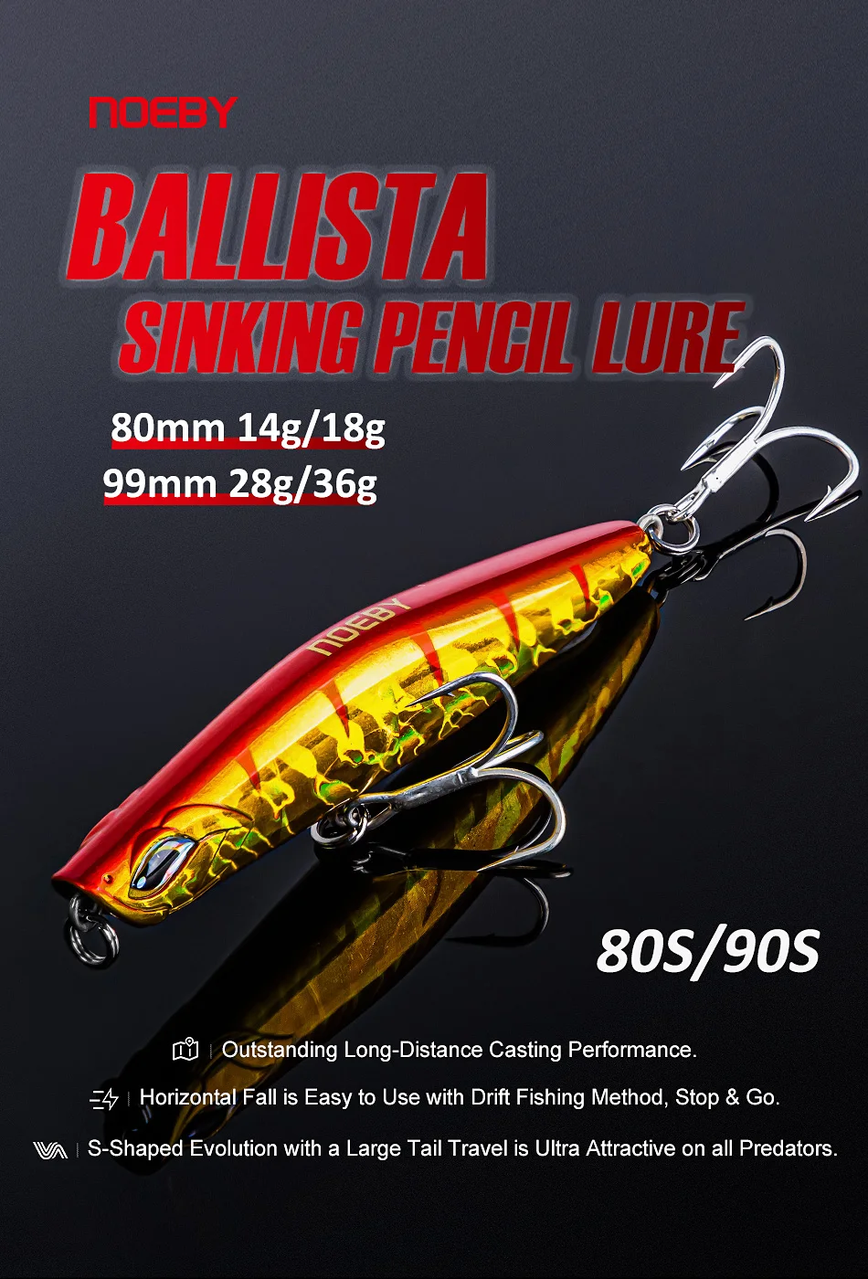 Vista lateral del señuelo mostrando su diseño aerodinámico