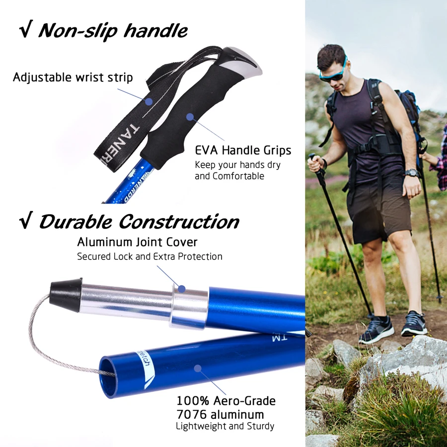 Bastón Telescópico Plegable Alpenstock – Aleación aluminio para pesca - imagen 2